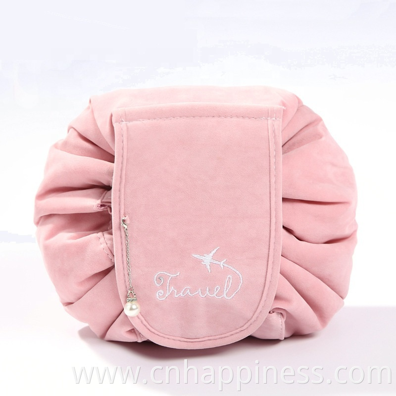 Wholesale microfiber initial travel organizer toiletry bag velvet pouch makeup brush bag with logo custom